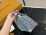 Louis Vuitton Keepall Denim Blue Pillow Bag With Riveted Bow Design - Image 7