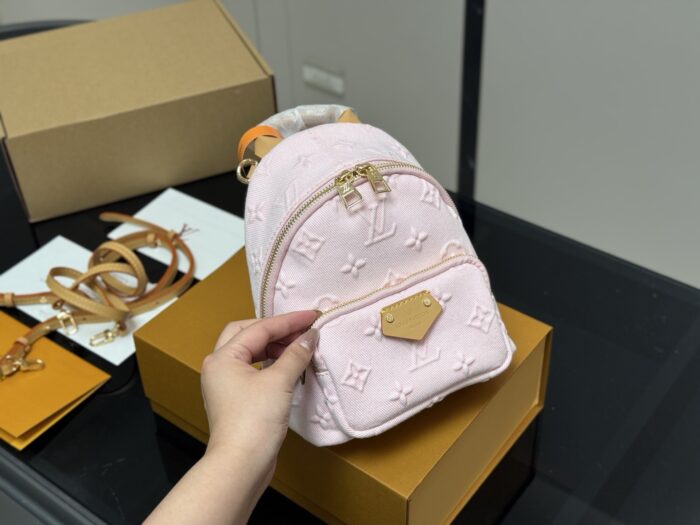 Louis Vuitton Denim Mini Backpack Pink Versatile Carry Option Adorable And Practical Little Bag - Image 2