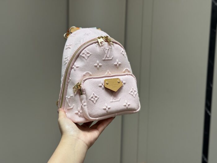 Louis Vuitton Denim Mini Backpack Pink Versatile Carry Option Adorable And Practical Little Bag - Image 9
