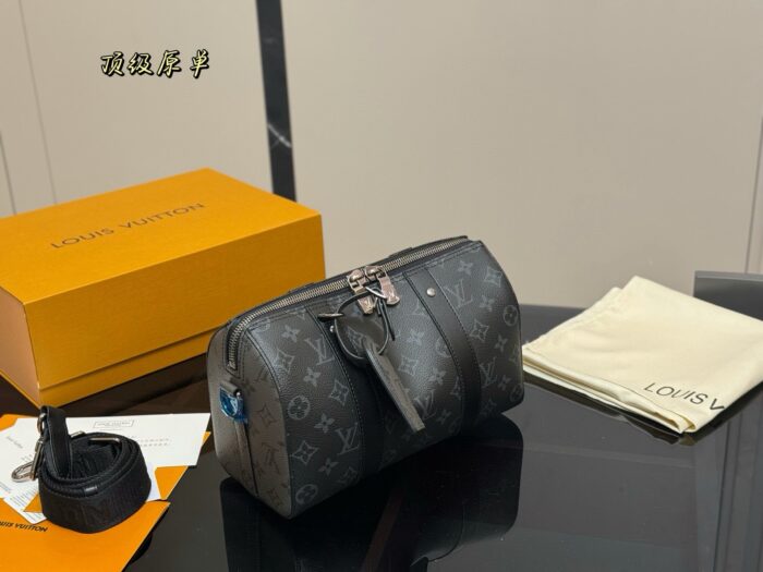 Louis Vuitton Keepall New Arrival Black & Grey Monogram Contrast Colour Pillow Bag Unisex Style - Image 1