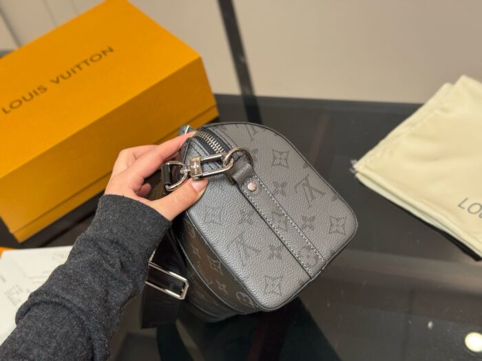 Louis Vuitton Keepall New Arrival Black & Grey Monogram Contrast Colour Pillow Bag Unisex Style - Image 7