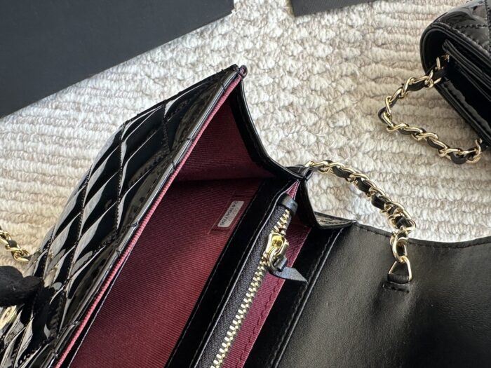 Chanel Patent Leather Woc Fortune Bag Crossbody Or Shoulder Strap With Retractable Chain Compact Yet Surprisingly Spacious - Image 9