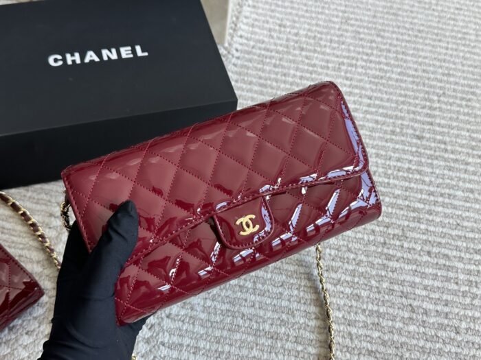 Chanel Patent Leather Woc Fortune Bag Crossbody Or Shoulder Strap With Retractable Chain Compact Yet Surprisingly Spacious - Image 15