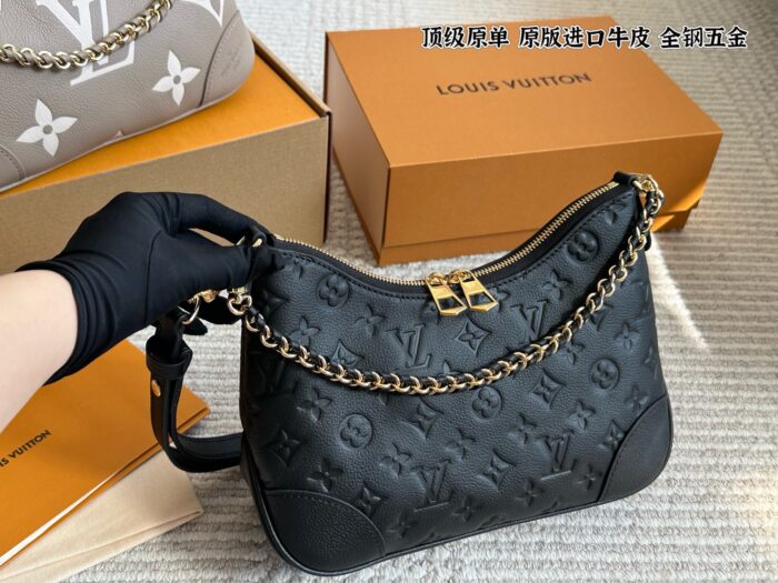 Louis Vuitton New Black Full-Leather Horn Bag With Leather-Wrapped Chain - Understated, Timeless, Perfect For Autumn/Winter - Image 1