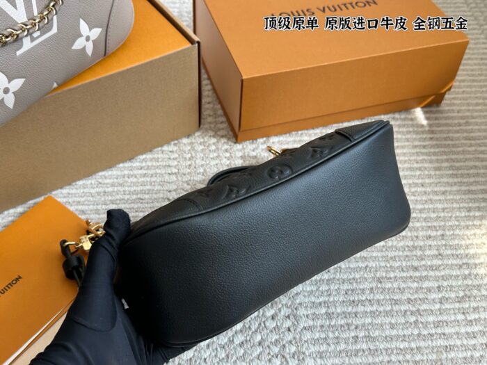 Louis Vuitton New Black Full-Leather Horn Bag With Leather-Wrapped Chain - Understated, Timeless, Perfect For Autumn/Winter - Image 8