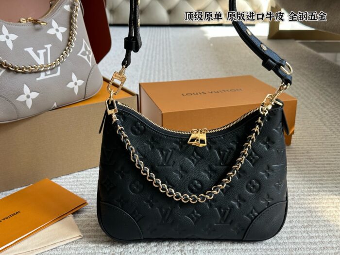 Louis Vuitton New Black Full-Leather Horn Bag With Leather-Wrapped Chain - Understated, Timeless, Perfect For Autumn/Winter - Image 9