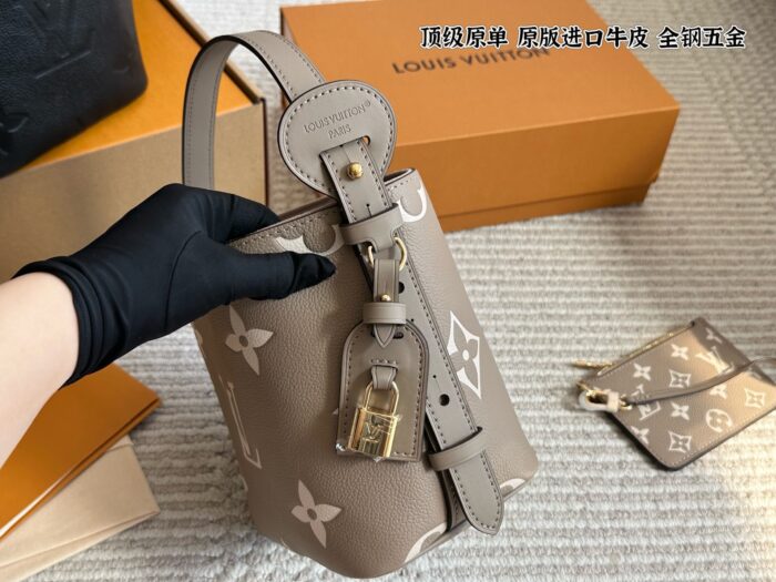 Louis Vuitton All In Bb Bucket Bag Monogram Canvas Embossed Foldable Crossbody Shoulder Bag - Image 4