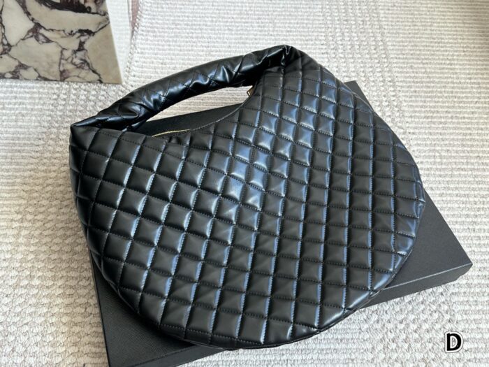 Yves Saint Laurent Vintage Diamond Pattern Large Metal Logo Shopping Bag Luxurious, Dazzling And Grand - Image 6