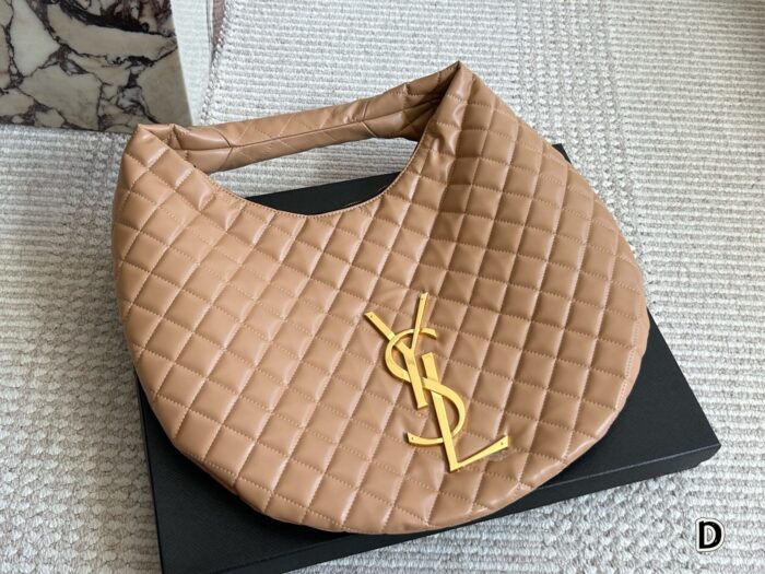 Yves Saint Laurent Vintage Diamond Pattern Large Metal Logo Shopping Bag Luxurious, Dazzling And Grand - Image 12