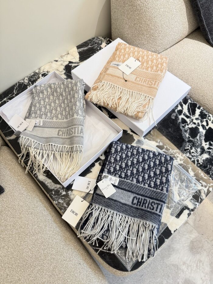 Dior Oblique Print Double-Sided Cashmere Scarf - Versatile Shawl Or Scarf - Image 1