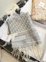 Dior Oblique Print Double-Sided Cashmere Scarf - Versatile Shawl Or Scarf - Image 2