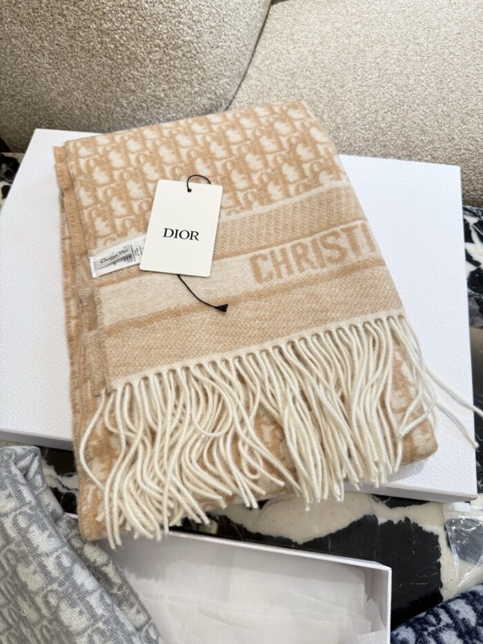 Dior Oblique Print Double-Sided Cashmere Scarf - Versatile Shawl Or Scarf - Image 3