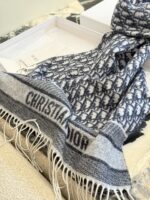 Dior Oblique Print Double-Sided Cashmere Scarf - Versatile Shawl Or Scarf - Image 6