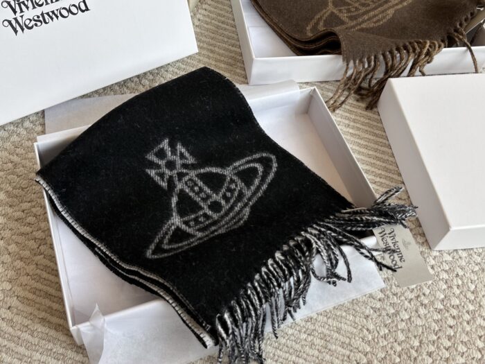 Vivienne Westwood Autumn/Winter Wool Scarf With Large Saturn Logo Reversible Design - Image 1