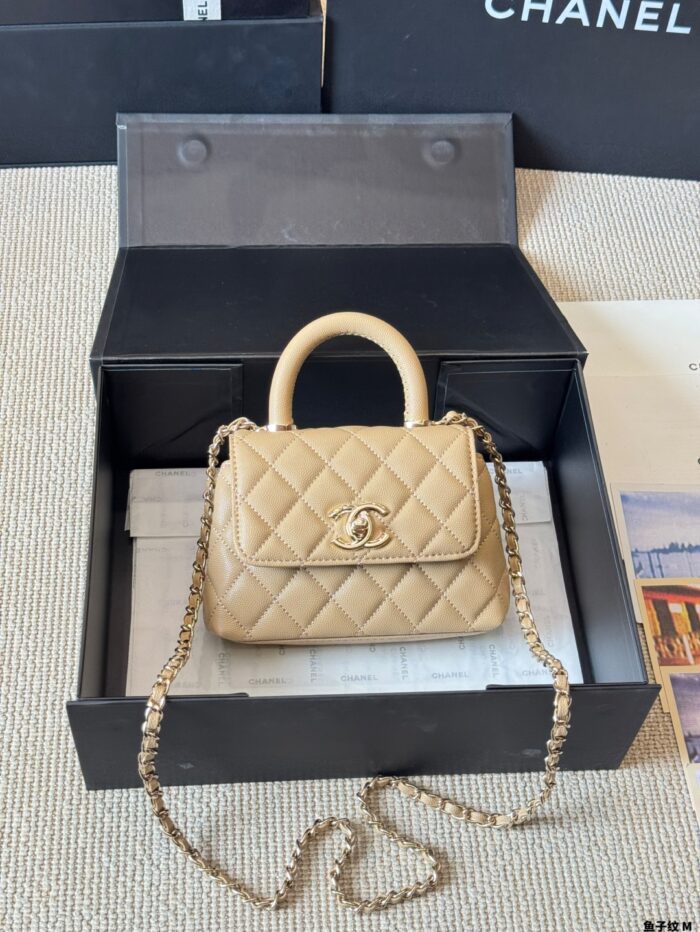 Chanel 2021 Spring/Summer Collection Coco Handle Mini Quilted Double C Handbag - Image 3