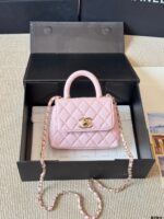 Chanel 2021 Spring/Summer Collection Coco Handle Mini Quilted Double C Handbag - Image 4