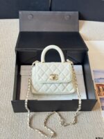 Chanel 2021 Spring/Summer Collection Coco Handle Mini Quilted Double C Handbag - Image 5