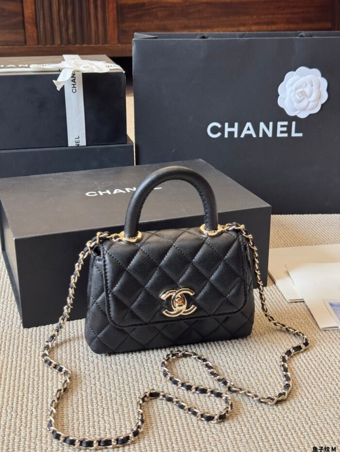 Chanel 2021 Spring/Summer Collection Coco Handle Mini Quilted Double C Handbag - Image 3