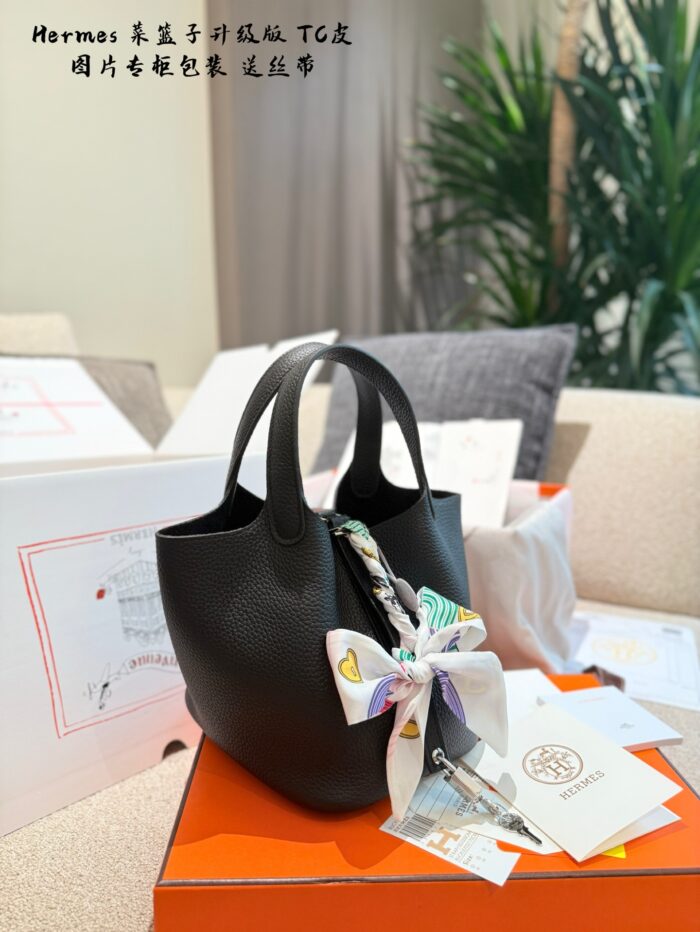 Hermès Shopping Basket Upgrade Edition Tc Leather Tote Bag. Exquisite Lock. Delicate Edge Oil Finish. Complete Set Packaging. - Image 4