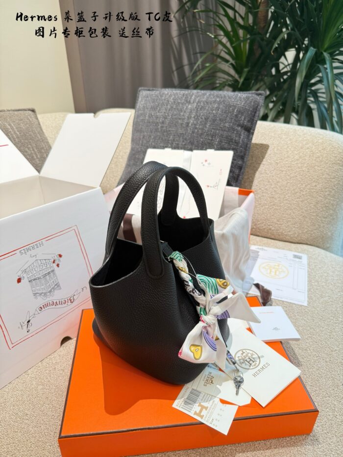 Hermès Shopping Basket Upgrade Edition Tc Leather Tote Bag. Exquisite Lock. Delicate Edge Oil Finish. Complete Set Packaging. - Image 8