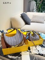 Fendi Fendigraphy Denim Crescent Bag Multiple Carrying Options, Effortlessly Versatile