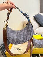 Fendi Fendigraphy Denim Crescent Bag Multiple Carrying Options, Effortlessly Versatile - Image 4
