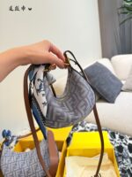 Fendi Fendigraphy Denim Crescent Bag Multiple Carrying Options, Effortlessly Versatile - Image 7