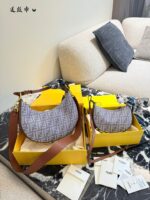 Fendi Fendigraphy Denim Crescent Bag Multiple Carrying Options, Effortlessly Versatile - Image 8