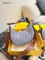 Fendi Fendigraphy Denim Crescent Bag Multiple Carrying Options, Effortlessly Versatile - Image 9