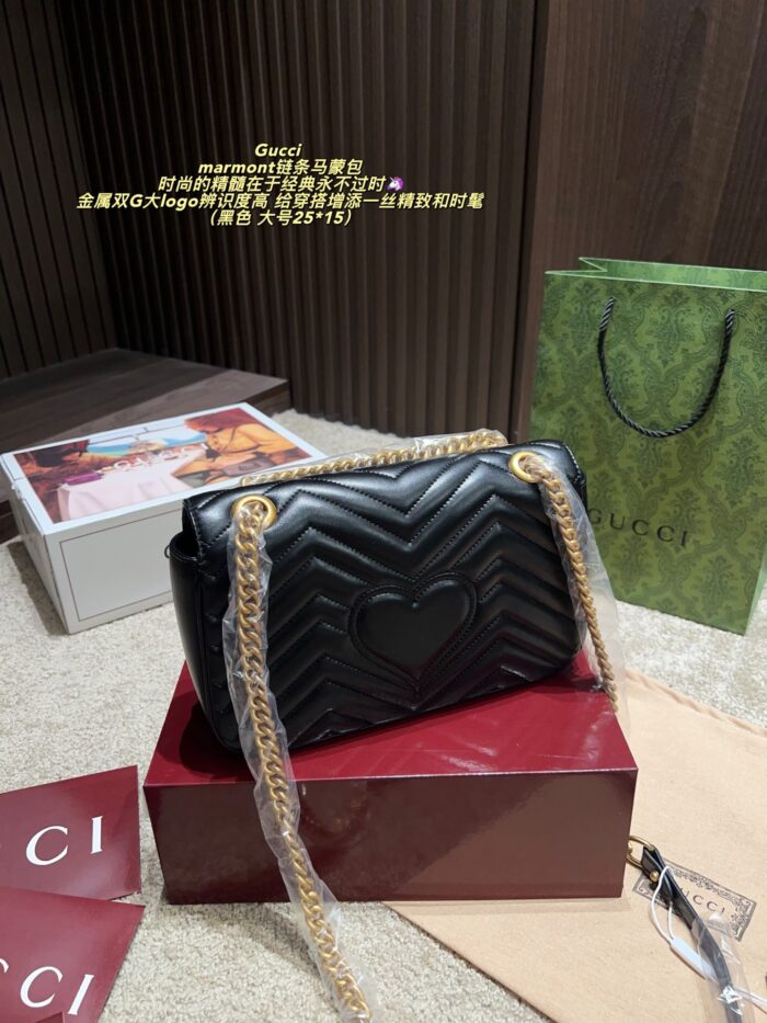 Gucci Marmont Chain Bag Metal Double G Logo Classic, Refined And Stylish - Image 4