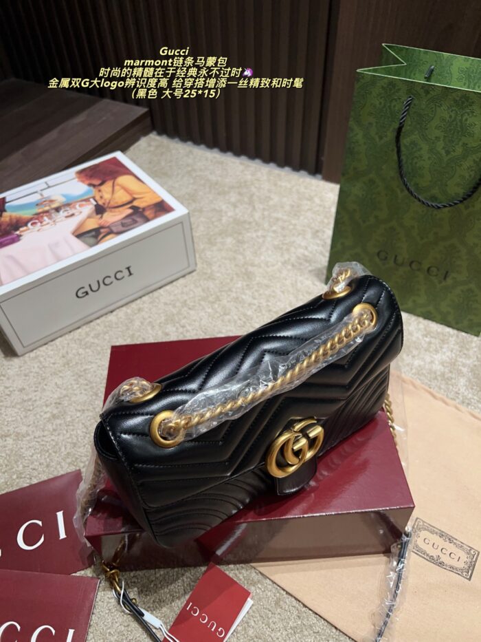 Gucci Marmont Chain Bag Metal Double G Logo Classic, Refined And Stylish - Image 6