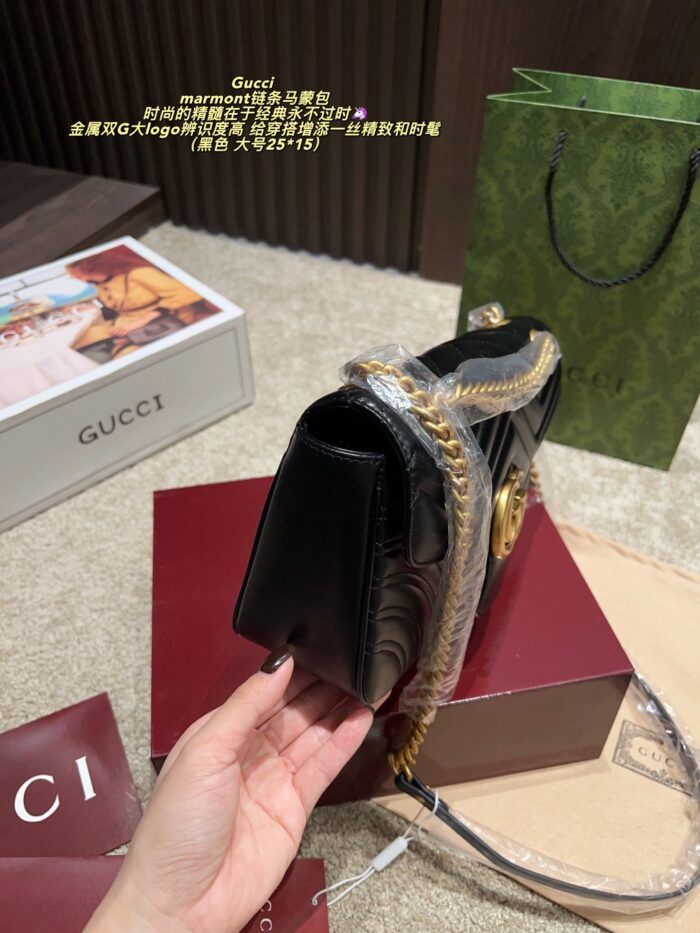 Gucci Marmont Chain Bag Metal Double G Logo Classic, Refined And Stylish - Image 9