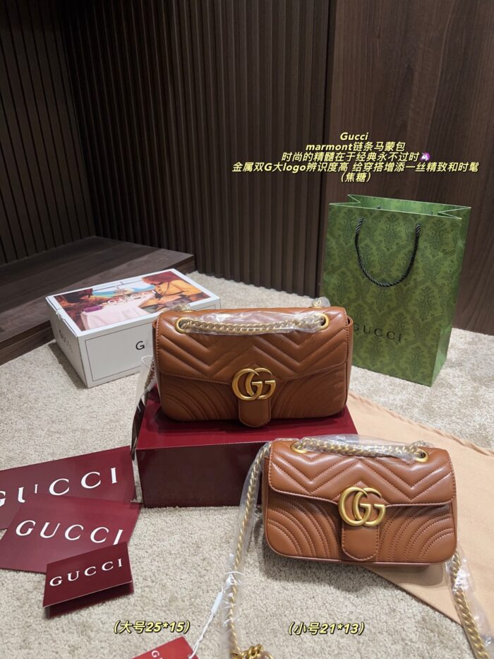 Gucci Marmont Chain Bag Metal Double G Logo Classic, Refined And Stylish - Image 11