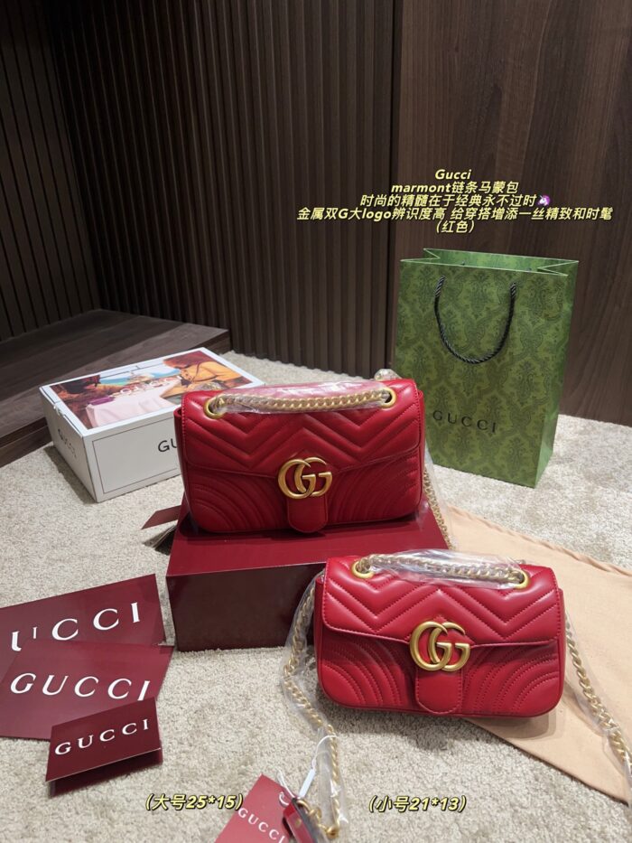 Gucci Marmont Chain Bag Metal Double G Logo Classic, Refined And Stylish - Image 12