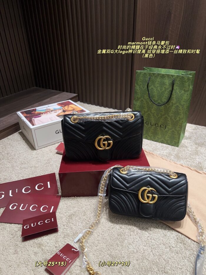 Gucci Marmont Chain Bag Metal Double G Logo Classic, Refined And Stylish - Image 13