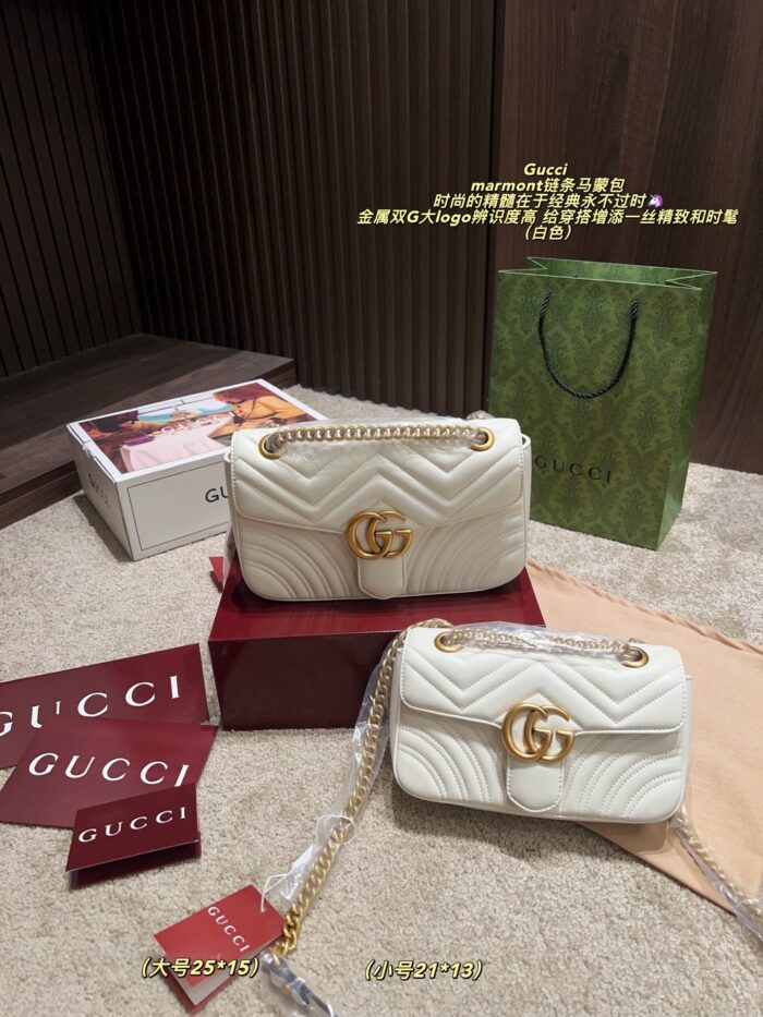 Gucci Marmont Chain Bag Metal Double G Logo Classic, Refined And Stylish - Image 14