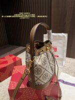 Tory Burch Monogram Denim Bucket Bag Distressed Wash Denim Vintage Look Generous Capacity - Image 7