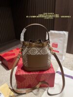 Tory Burch Monogram Denim Bucket Bag Distressed Wash Denim Vintage Look Generous Capacity - Image 9