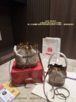Tory Burch Monogram Denim Bucket Bag Distressed Wash Denim Vintage Look Generous Capacity - Image 12