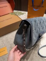 Louis Vuitton Soft Dauphine Denim Crossbody Bag Water-Rippled Pattern With Gold Buckle Black And Gold Colour Scheme Sturdy, Structured Silhouette Dual-Strap Interchangeability - Image 6