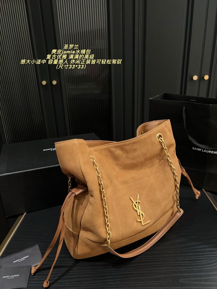 Yves Saint Laurent Jamie Suede Bucket Bag Retro Elegance Impressive Capacity Versatile For Both Casual And Formal Wear - Image 4