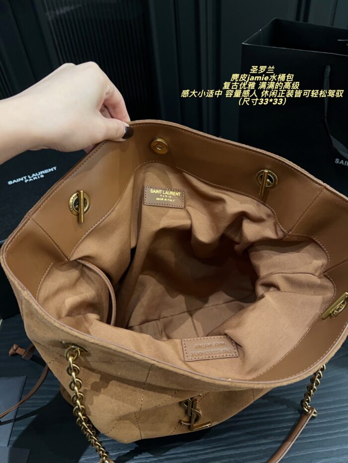 Yves Saint Laurent Jamie Suede Bucket Bag Retro Elegance Impressive Capacity Versatile For Both Casual And Formal Wear - Image 7