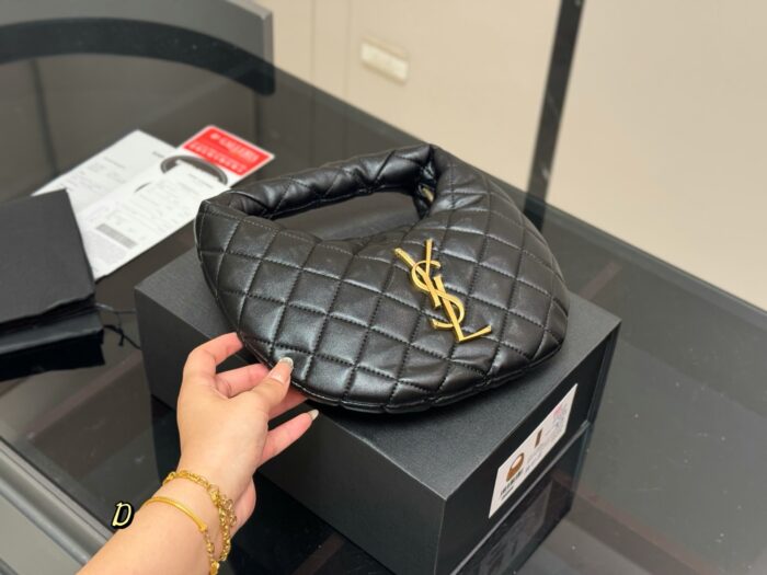 Yves Saint Laurent Calypso Hobo Emotional Black Gold Vintage Crescent Bag Matte Calf Leather French-Inspired Elegance Lightweight And Unique - Image 1