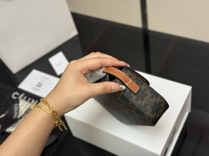 Celine Triomphe Calfskin Triumph Vintage Underarm Bag - Image 6