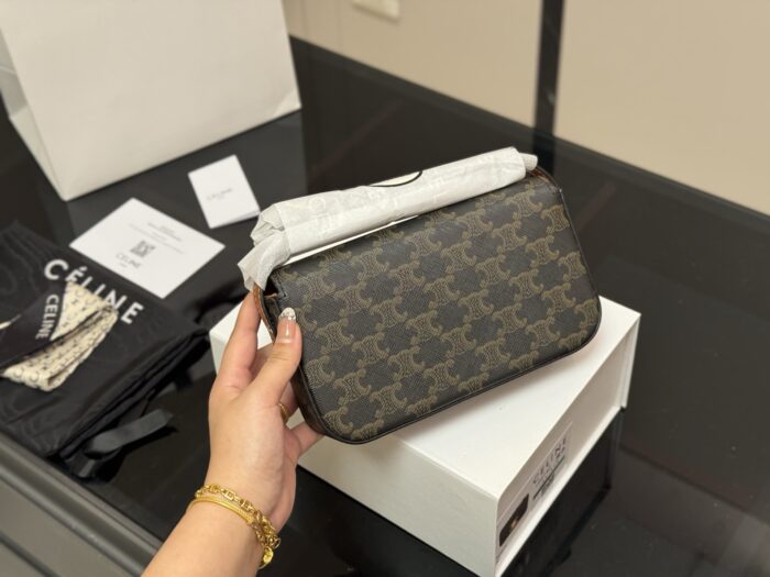 Celine Triomphe Calfskin Triumph Vintage Underarm Bag - Image 7