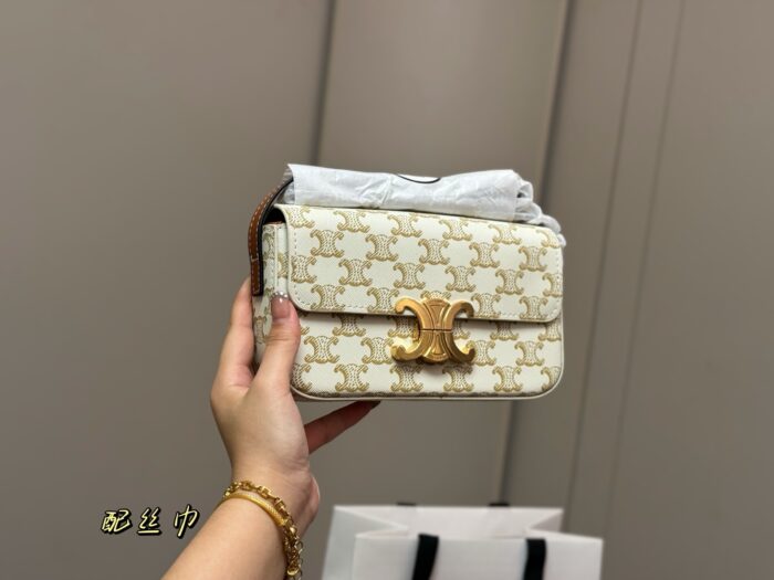 Celine Triomphe Calfskin Triumph Vintage Underarm Bag - Image 9