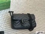 Gucci Marmont Double G Embroidered Heart All-Black Shoulder Crossbody Bag For Women - Image 4