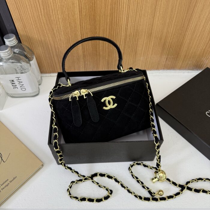 Chanel Quilted Velvet Chain Bag - Image 8