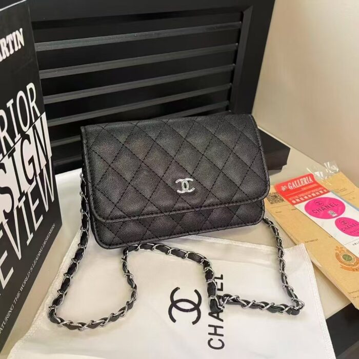 Chanel Classic Black Quilted Chain Bag - Image 1