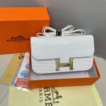 Hermès Multicoloured Crocodile-Patterned H Single-Shoulder Bag with Metal Buckle - Image 5